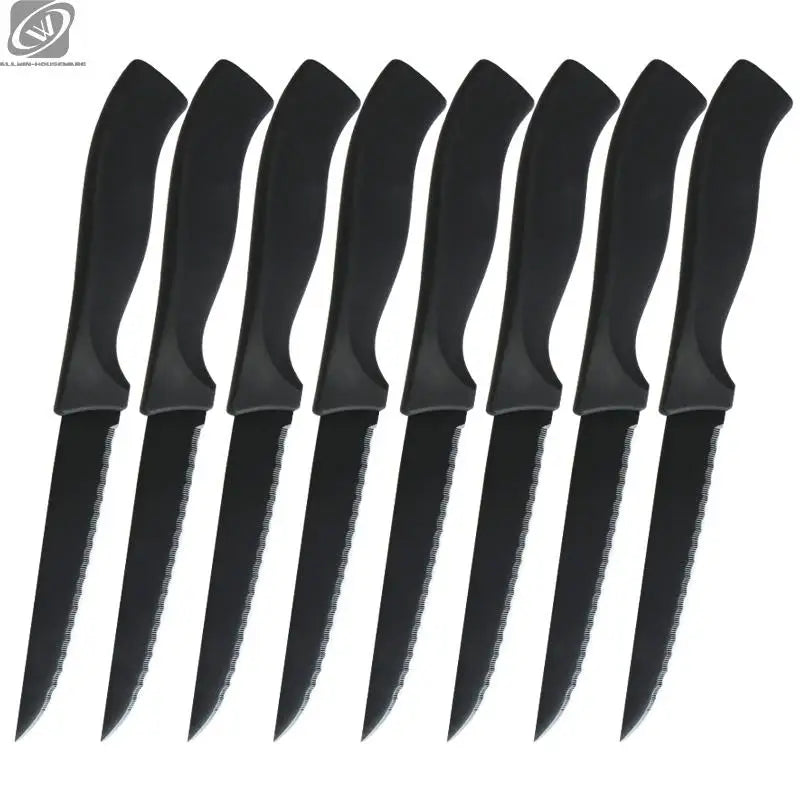 Steak Knives Set 4/6/8Pcs Black Matte Comfort Handle Paring Knives German Stainless Steel Serrated Non Stick  Dishwasher Safe
