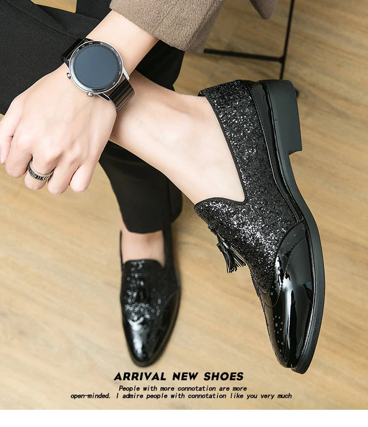 Business Dress Shoes Men's Oxfords Genuine Leather Pointy Toe Lace Up High Quality Office Wedding Formal Shoes For Men Black
