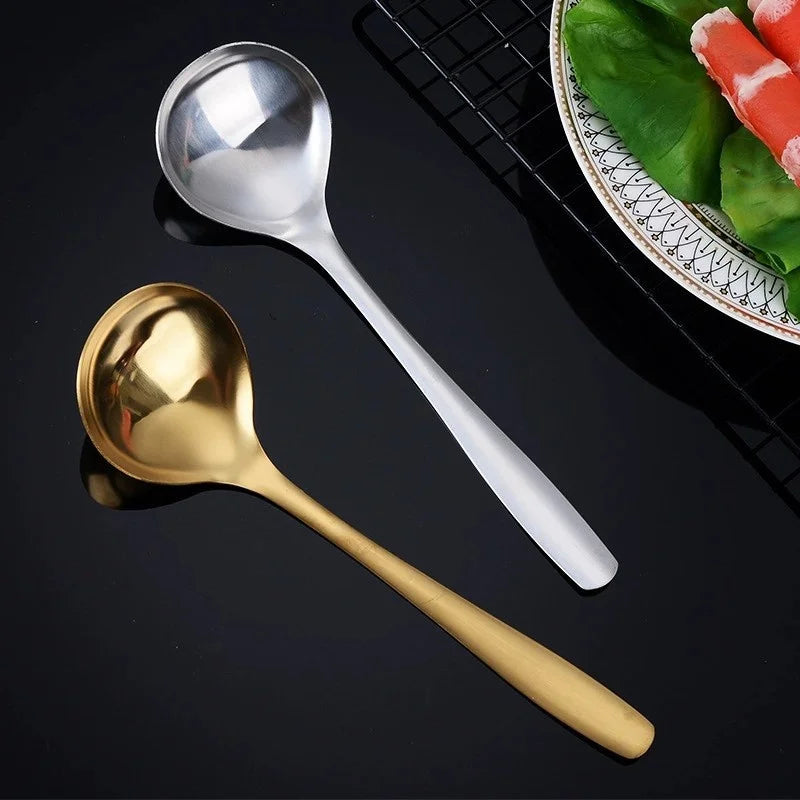 4-Pack Stainless Steel Soup Spoons Set - Elegant Durable Long Handle Tableware for Hot Pot Serving Spoons for Home, Restaurant