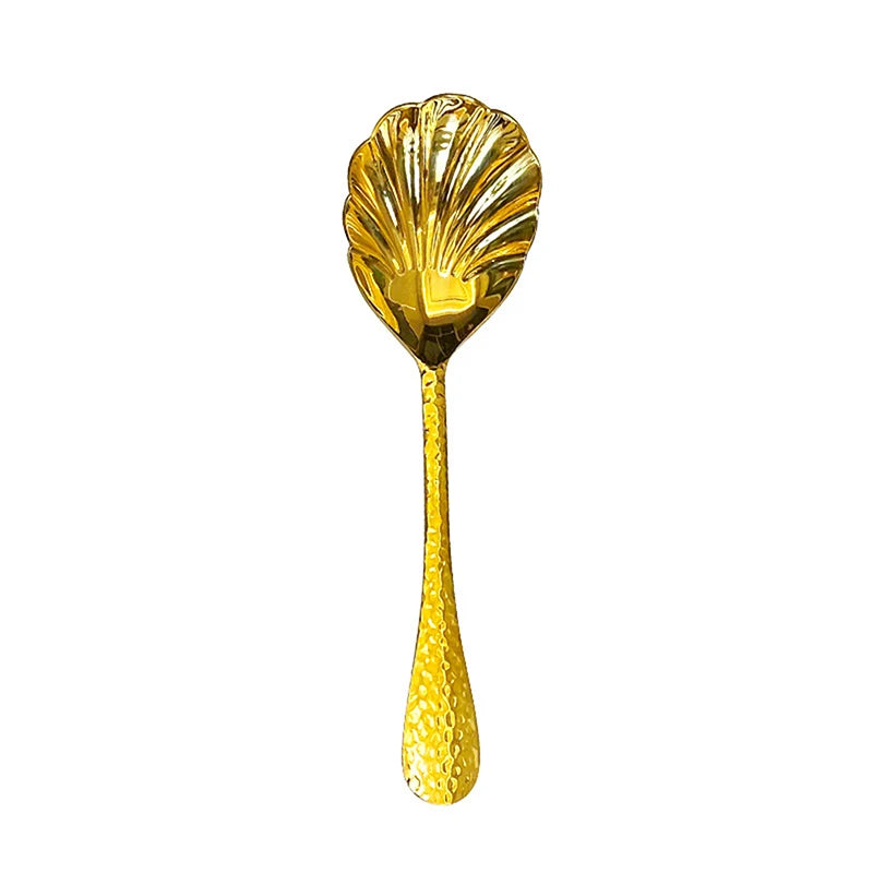 Large Shell-Shaped Stainless Steel Serving Spoons Fan-Design Vegetable Soup Spoons for Family Parties And Restaurant Use