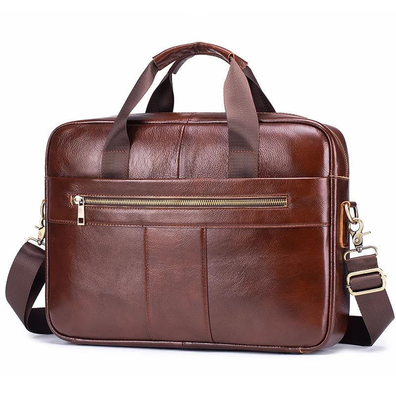 Men's Genuine Leather Laptop Bag Vintage Business Briefcase Shoulder Handbag Messenger Computer Bag Work Travel