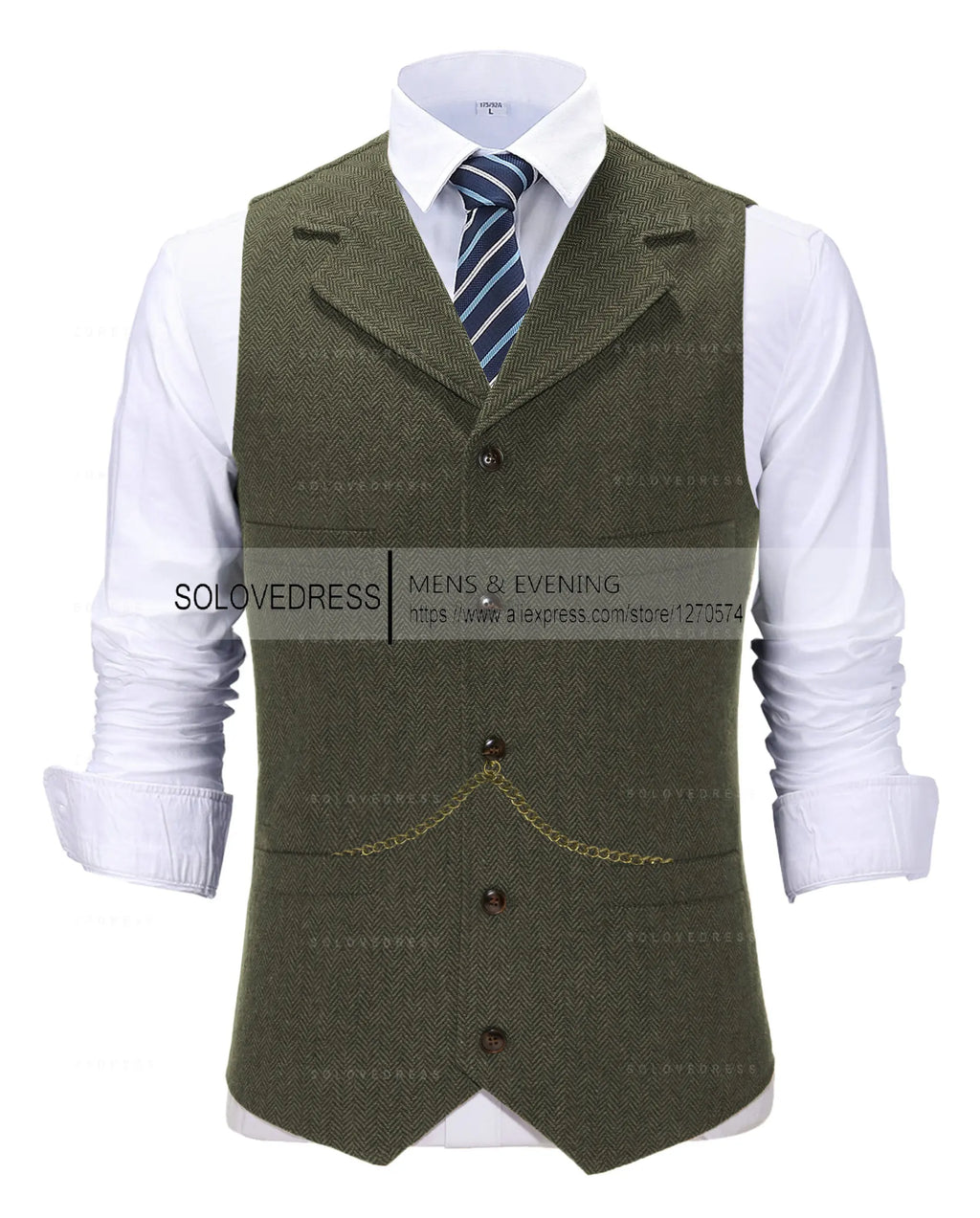 Business Mens Suit Vest Lapel V Neck Wool Herringbone Casual Brown Waistcoat Casual Formal Groomsman Jacket For Wedding