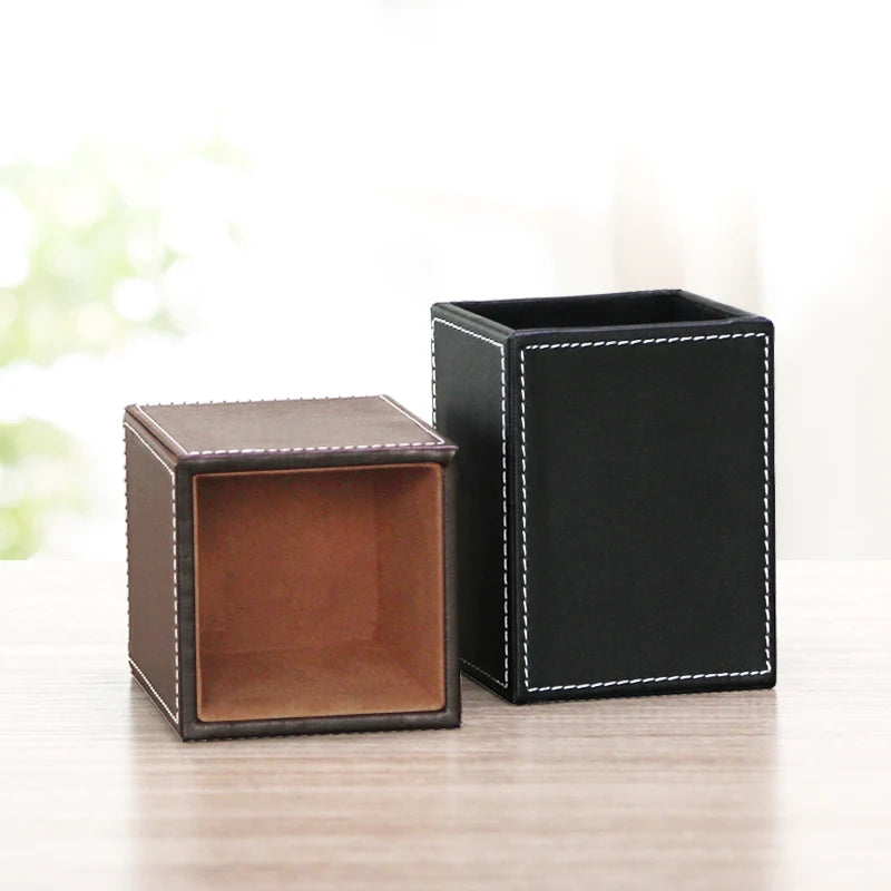 High-End Business Leather Office Supplies Set, Pen Holder, Desktop File Cabinet, Desktop Storage Box