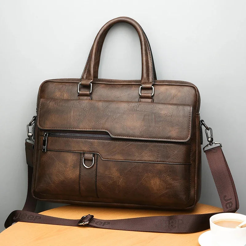 Men Waterproof Business Briefcase Large Capacity Laptop Shoulder Crossbody Commute Bag