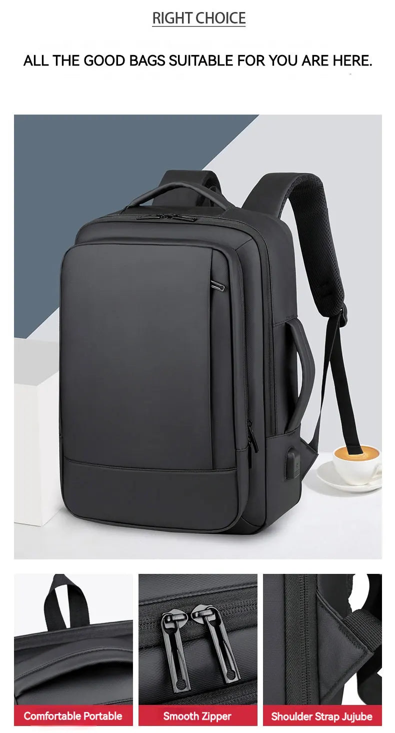 Business Commuter Men's Backpack, Multifunctional Laptop Bag, Solid Color, Simple Men's Backpack