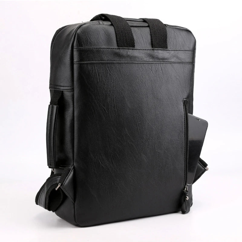 Business Backpacks For Men Waterproof PU Leather Laptop Bag Large Capacity USB Charging Rucksack Male Fashion Travel Bagpack sac