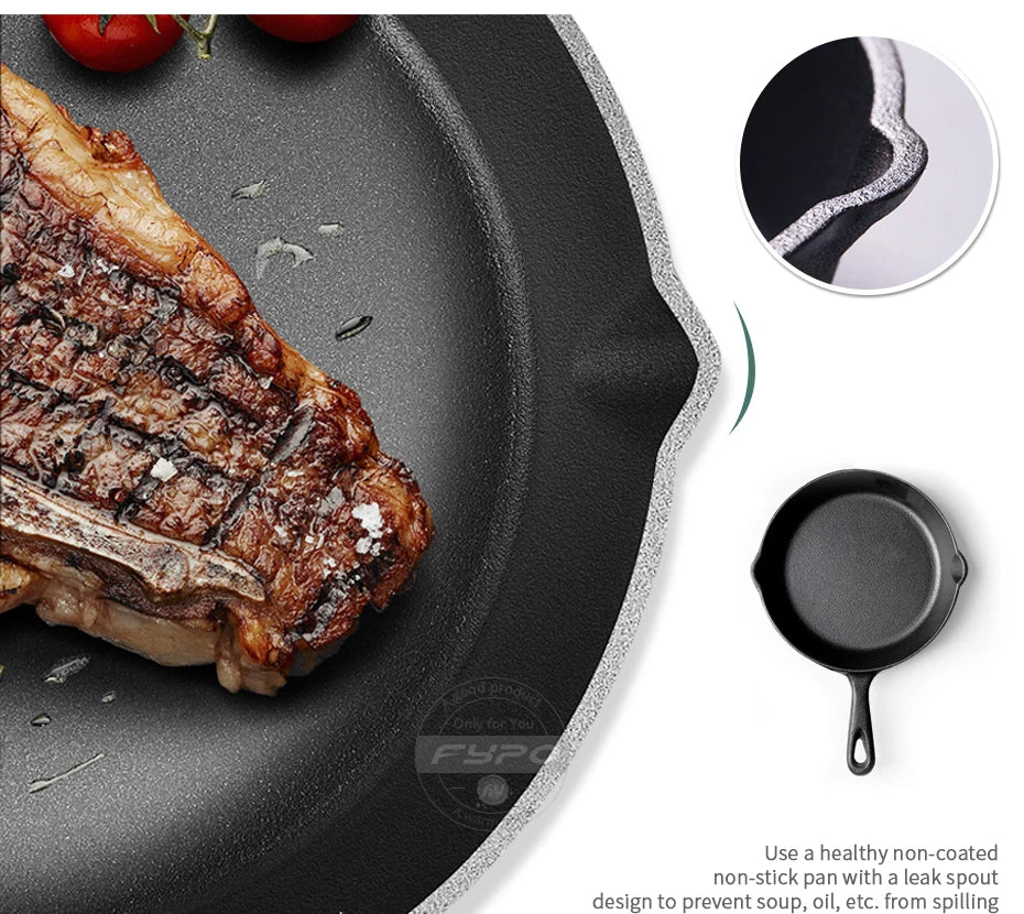 Cast Iron Skillet 14/16/20cm Frying Pan Iron Cookware Omelette Pancake Pot Oven Safe, Camping Cookware for Stove & Grill Use