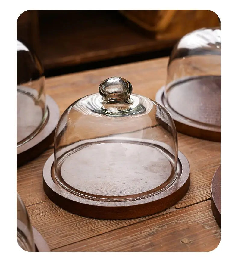 Cake Display Stand Fruit Plate with Cover Food Glass Cover Transparent Display Cake Plate Desserts Dish Cutlery Kitchen Utensils