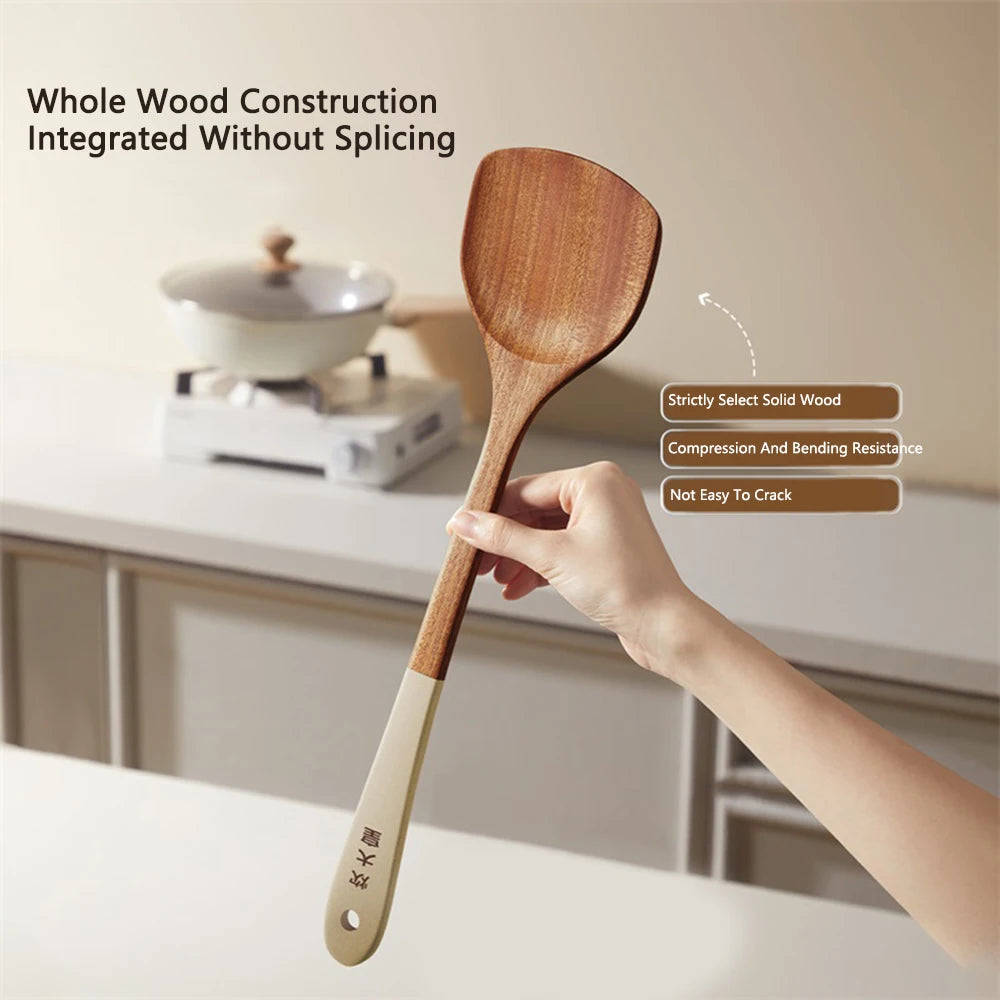 COOKER KING Ebony Wood Spatula Non Stick Pan Special Stir Fry Spatula Heat-Resistant Spatula Rice Soup Spoon Cooking Utensils