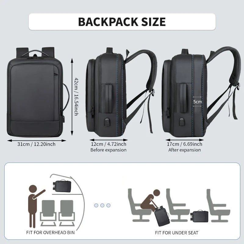 Business Commuter Men's Backpack, Multifunctional Laptop Bag, Solid Color, Simple Men's Backpack