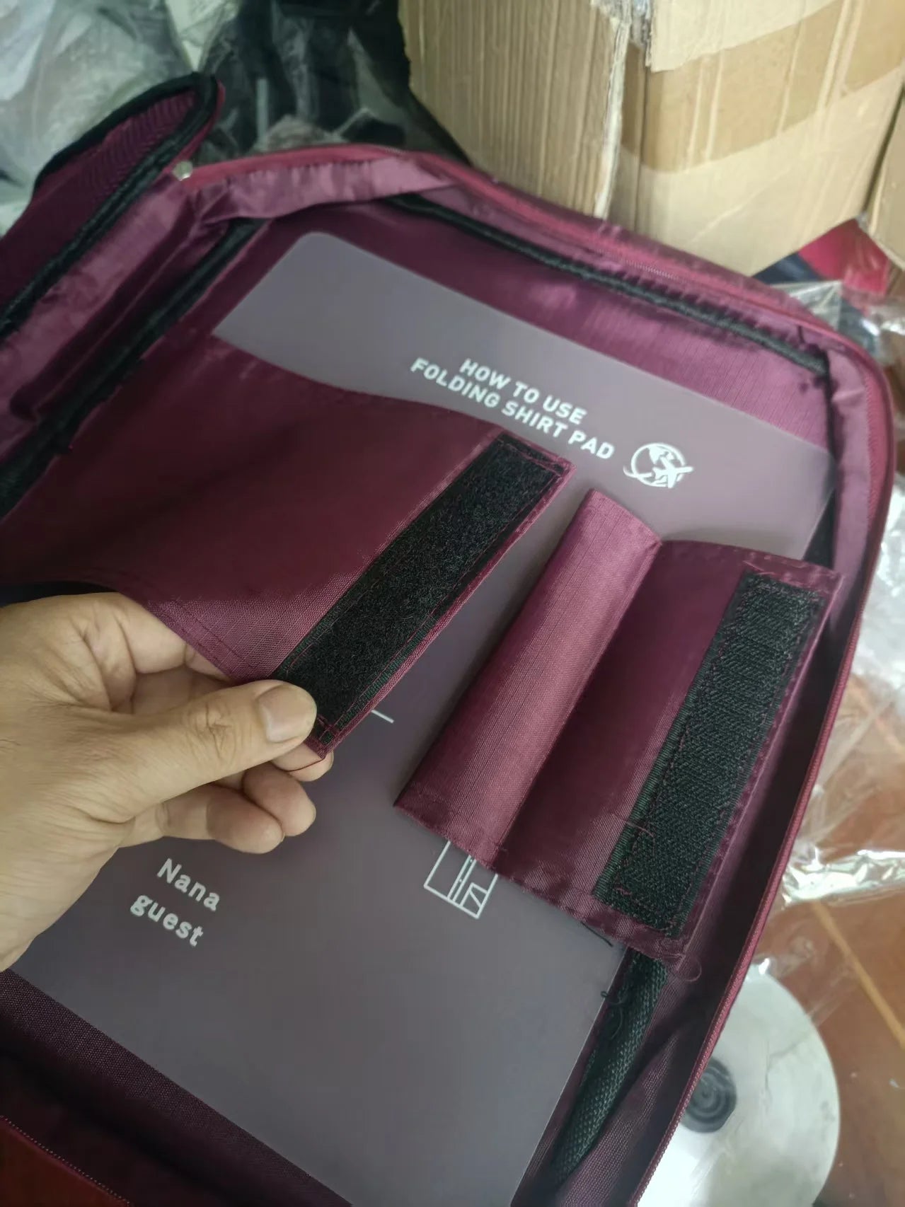 Burgundy Outdoor Shirt Bag, Business Tie Bag, Multifunctional Storage Bag for Business Trips, Clothing Organizer Tote Bag