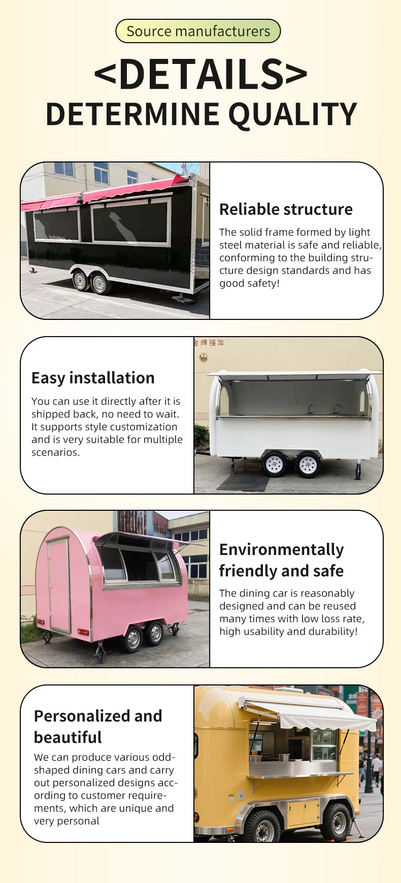 Equipment Concession Catering Truck USA Customized Food Trailer With Full restaurant Kitchen