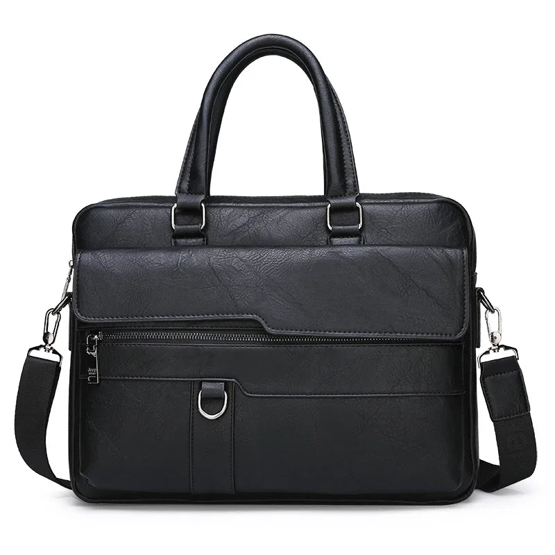 Men Waterproof Business Briefcase Large Capacity Laptop Shoulder Crossbody Commute Bag