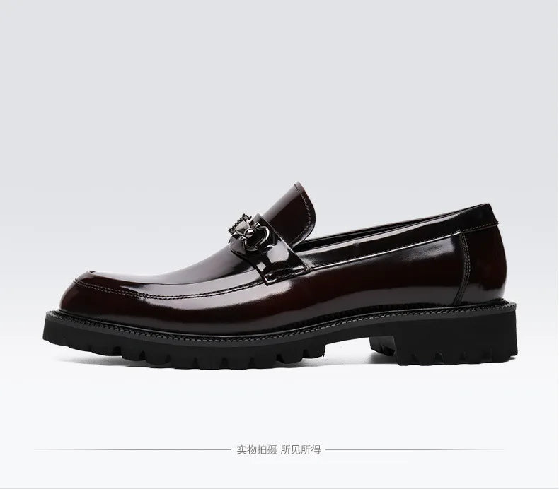 Men's Business Formal Leather Shoes Man Casual Leather Shoes Loafers Casual Business Wedding Shoes for Men Round Toe Slip-On