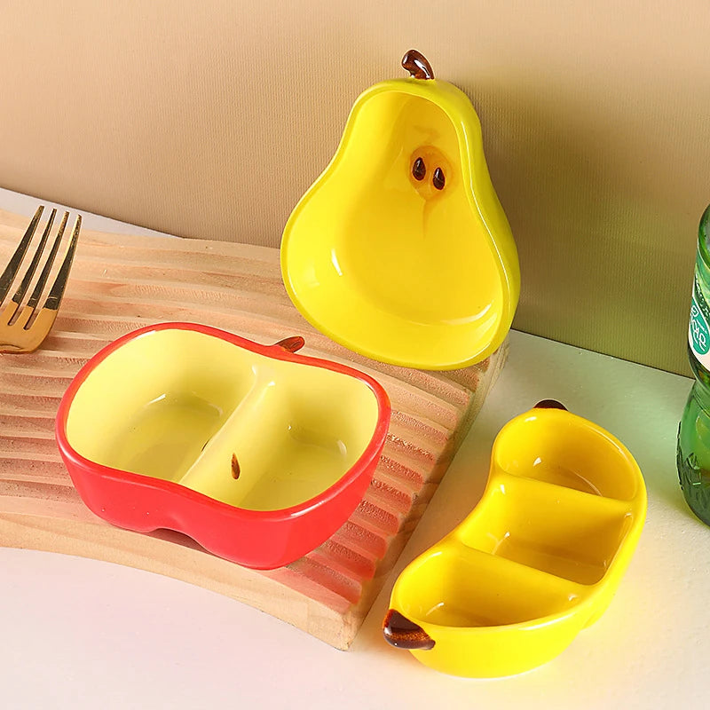 Creative Porcelain Dish Korean Style Cute Fruit Shape Ceramic Household Tableware Barbecue Hot Pot Sauce Condiment Dishes
