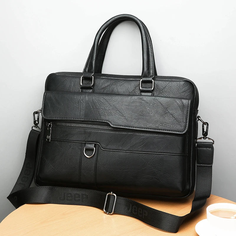 Men Waterproof Business Briefcase Large Capacity Laptop Shoulder Crossbody Commute Bag