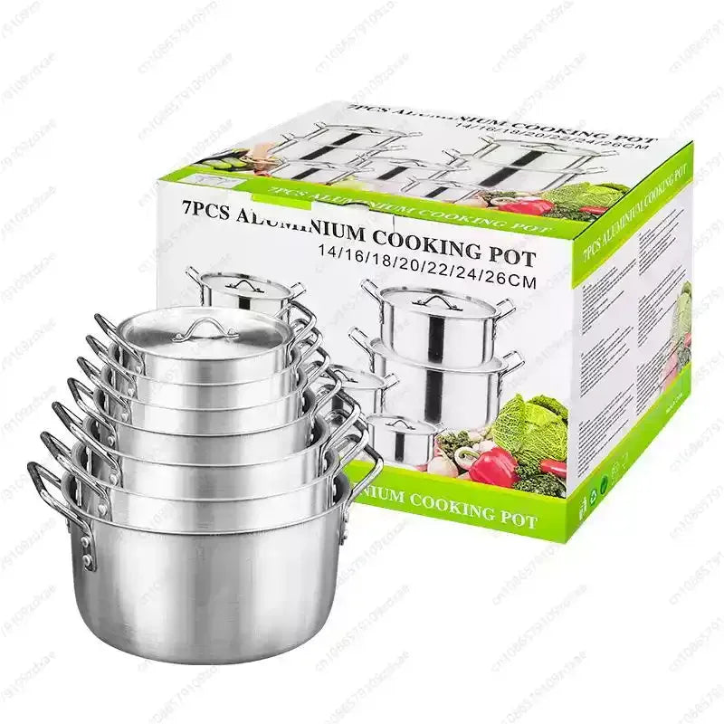 Cast Aluminum Cookware Set of 7 Piece Cooking Pot Set Non Stick Home Kitchen Cookware Aluminum