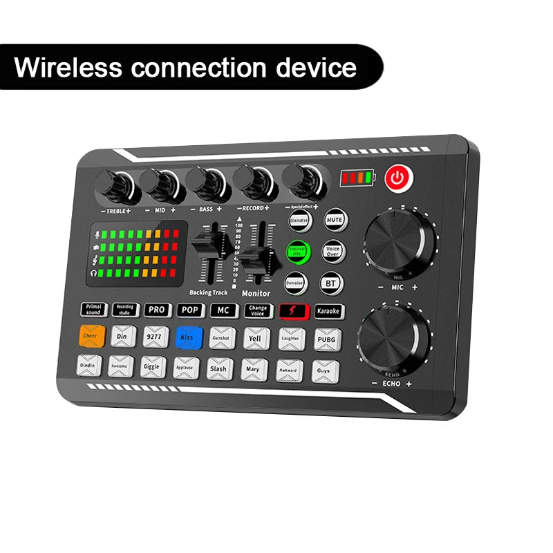 Live Sound Card Audio Mixer With Interface DJ Mixer Effects Voice Changer Bluetooth-compatible Mixer For Live Streaming Singing