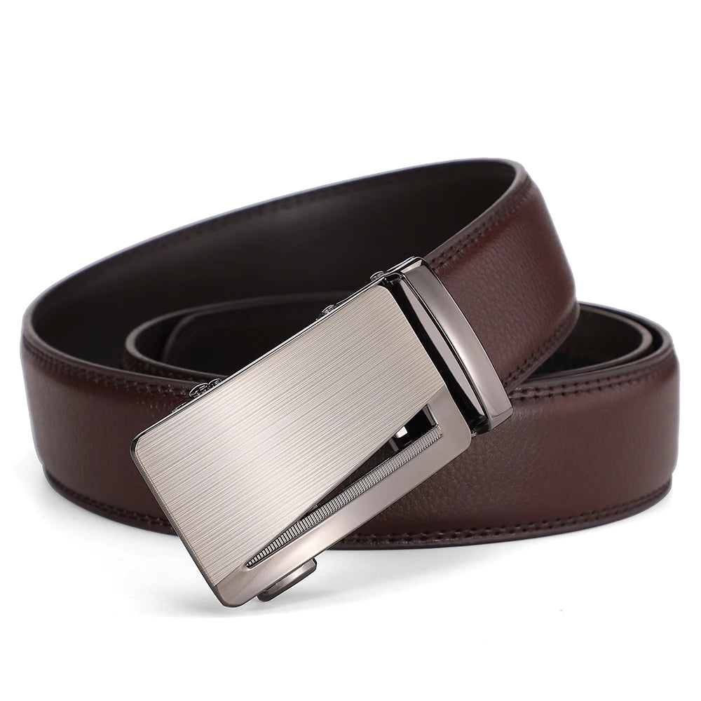 Business Dress Belt Men Soft Genuine Leather Automatic Buckle Trouser Belt  High-end Men Belt Great Gift for Men Waist Strap