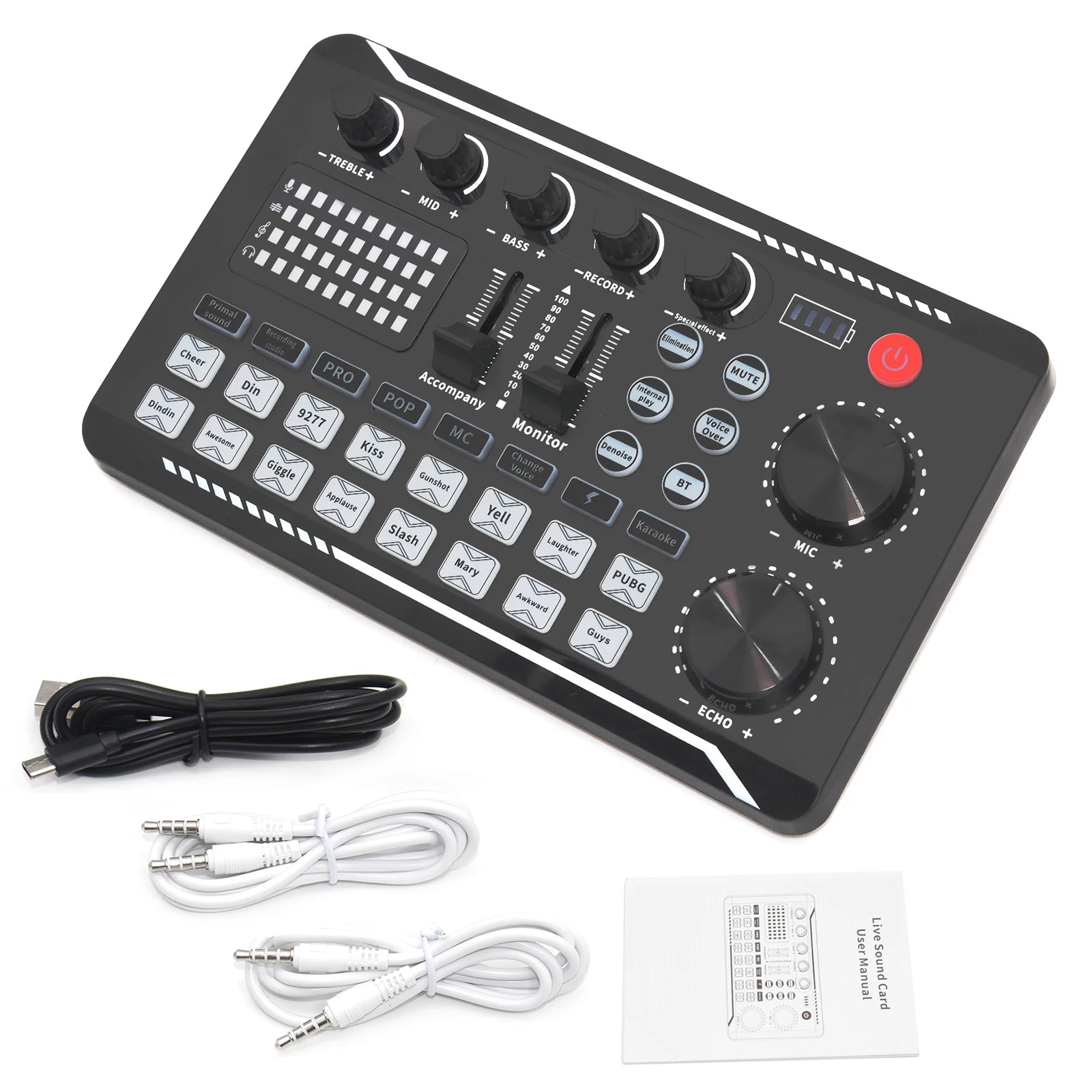 Live Sound Card Audio Mixer With Interface DJ Mixer Effects Voice Changer Bluetooth-compatible Mixer For Live Streaming Singing