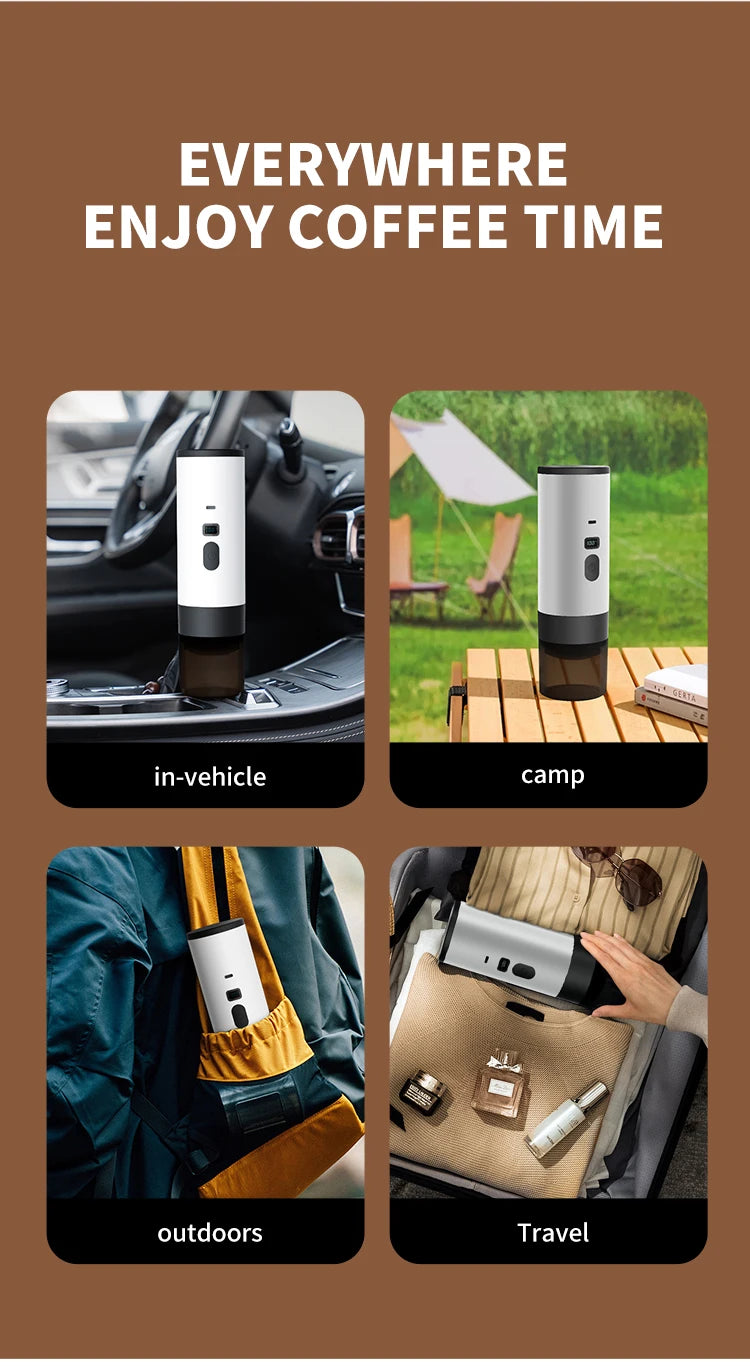 Portable Electric Coffee Maker 3-in-1 Capsule Coffee Grinder Travel Coffee Maker  for Car and Home Camping Campany