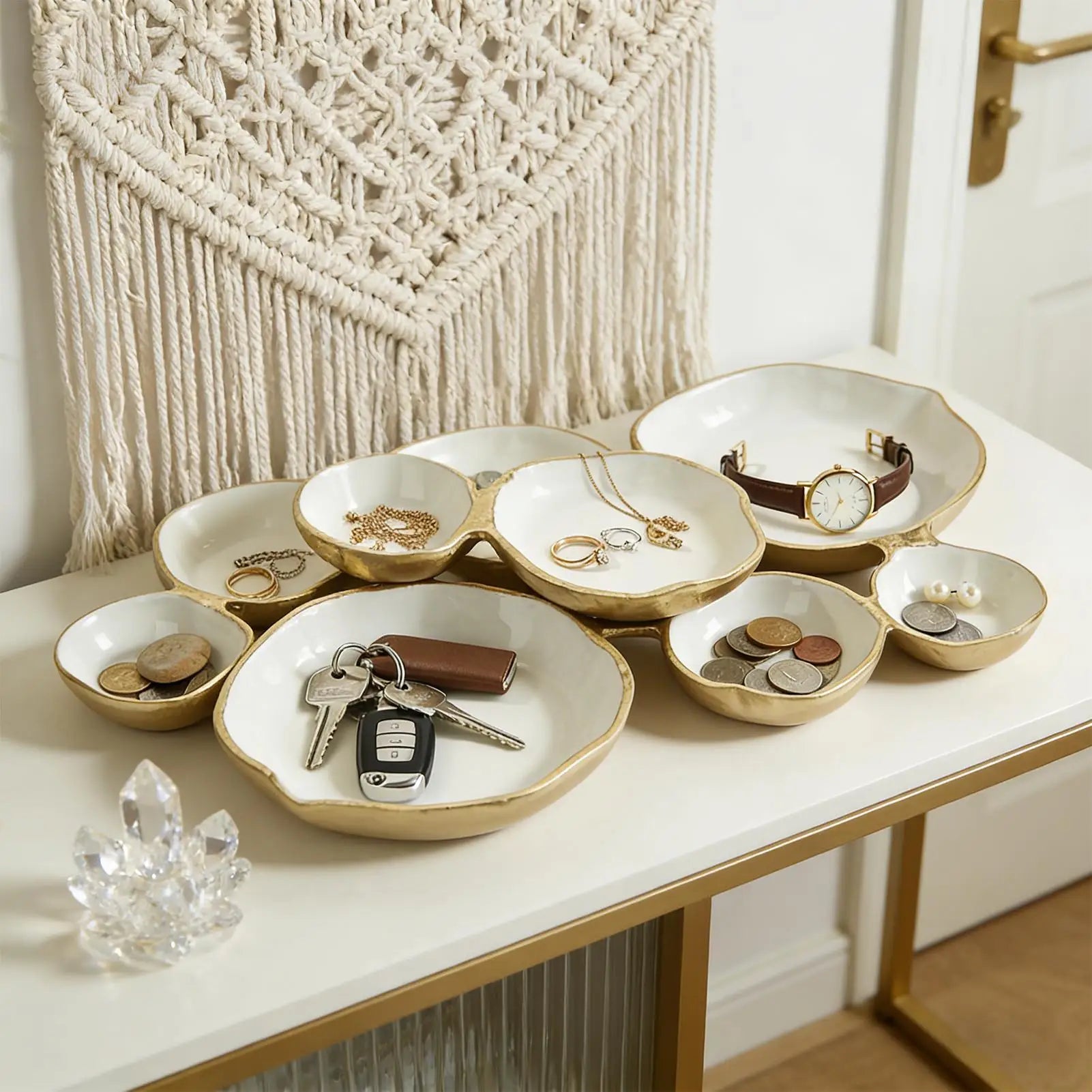 Cluster Serving Tray Decorative Nine-Grid Plate Charcuterie Tray for Snacks Nuts Chips Fruit Candy Meals Appetizers Dining Room