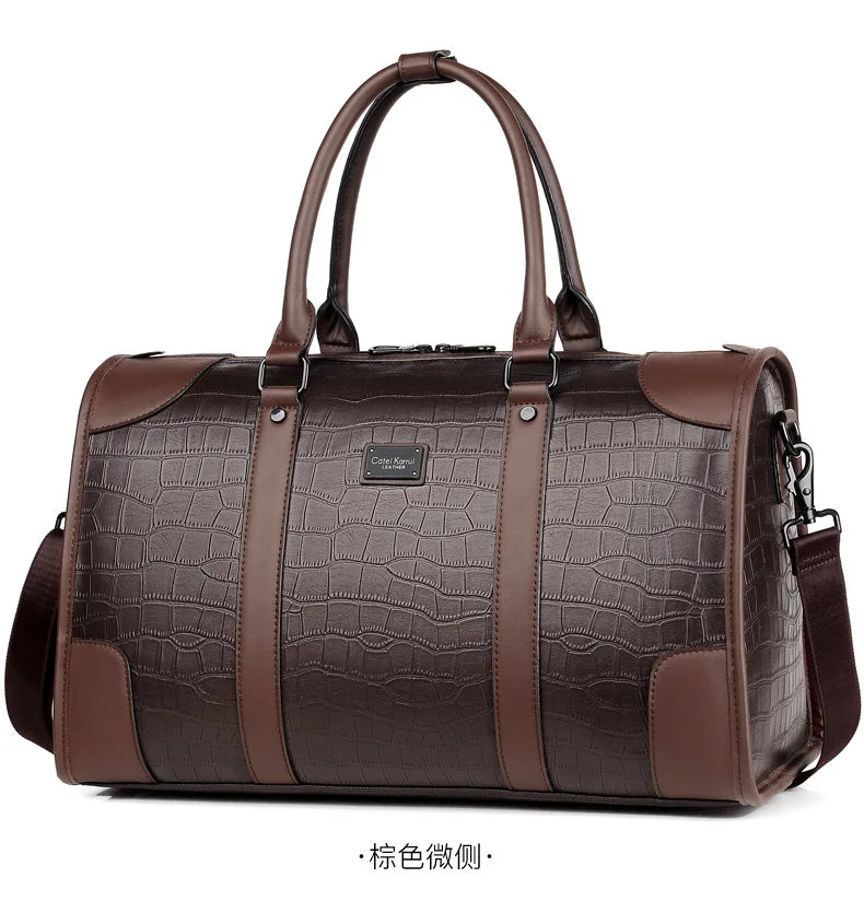 Fashion Handbag Bag Men Business Travel Tote Luxury Alligator PU Leather Luggage Bag With Shoulder Strap Crossbody Bags Duffle