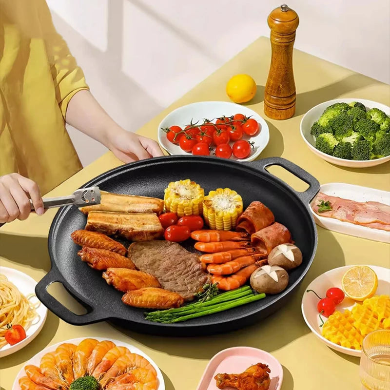Lightweight Cast Iron Skillet Non-Stick Multi-Use Frying Pan for Stove, Induction, Oven & Outdoor Camping Home Kitchen Griddle
