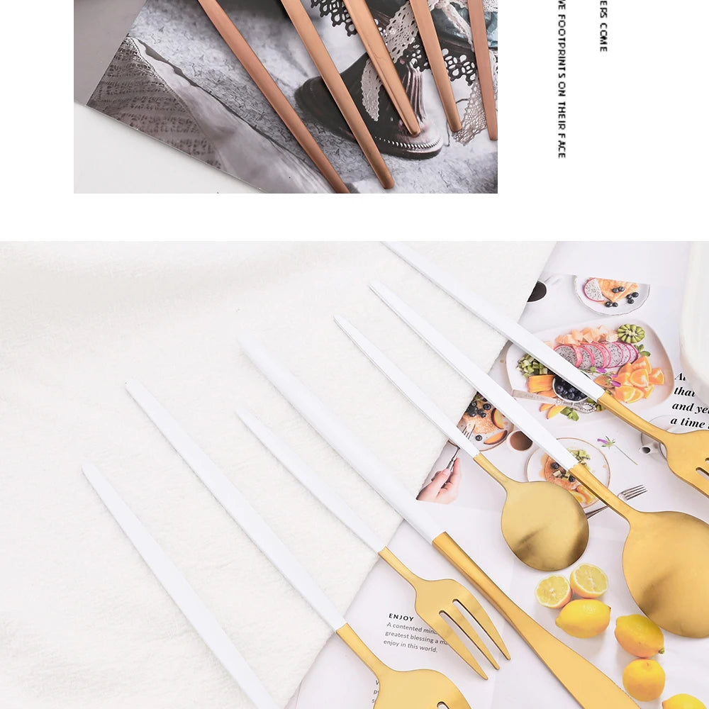 30Pcs Blue Silver Dinnerware Set Dinner Knife Fork Tea Spoon Cutlery Set Stainless Steel Tableware Western Home Kitchen Flatware
