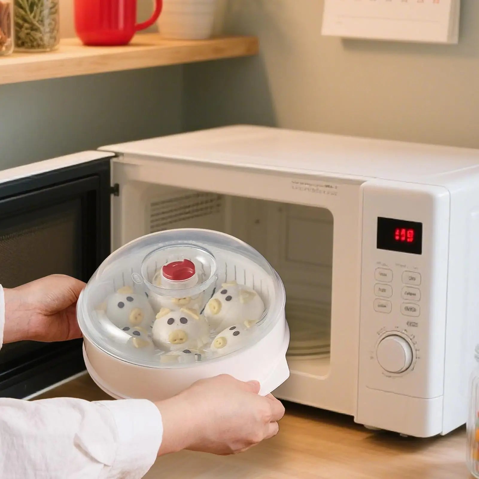 Microwave Heating Steamer Household Large Capacity Steamer Kitchen Steamer Box Steamer Rack Can Exhaust Steam
