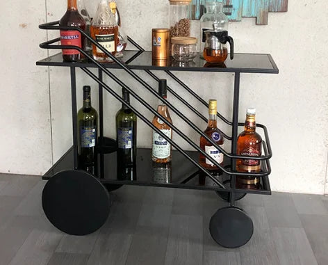 Dining car, iron art small cart, multifunctional, movable tea cart, dessert, food side, wine rack, restaurant side table