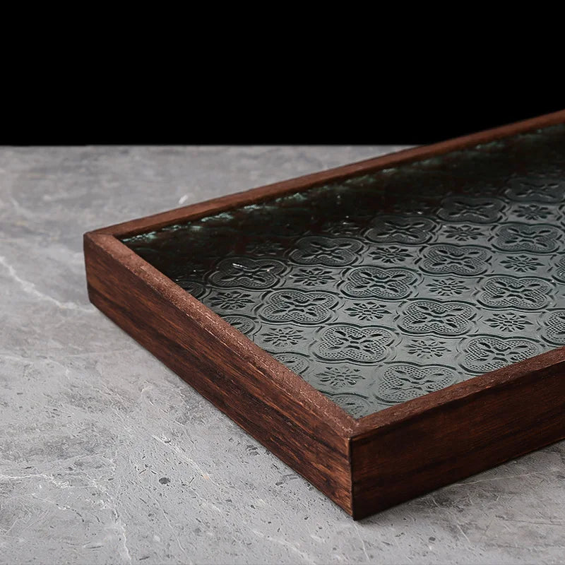 Table Organizer Tray Storage Tray Walnut Wood Tray For Cutlery Serving Spoons Cooking Utensils Teapot Teacup Snack ﻿Tray