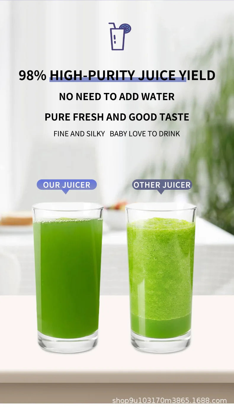 Household juicer, multifunctional fruit machine with vegetable cutter, large feed opening, fully automatic electric juice-separa