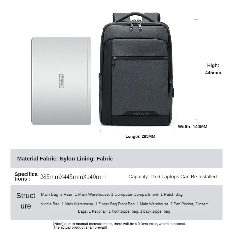 GOLF backpack men's high-capacity business backpack 2024 new business travel computer travel bag for college students