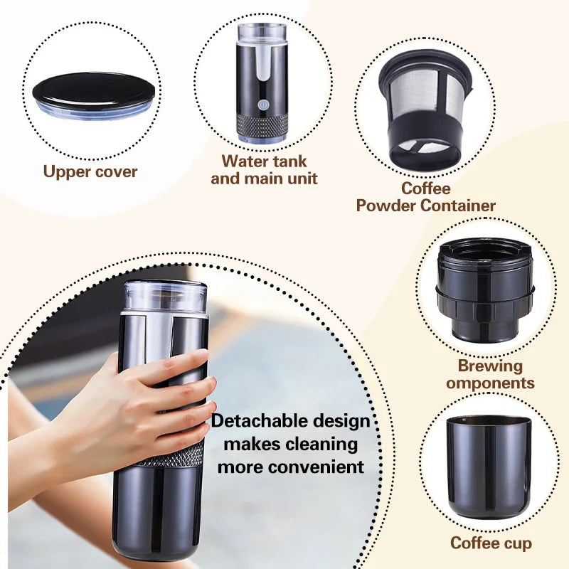 New Portable Coffee Maker Electric Capsule Grind-and-Brew Coffee Maker Suitable for Ground Coffee and K-Cup Large Coffee Pods