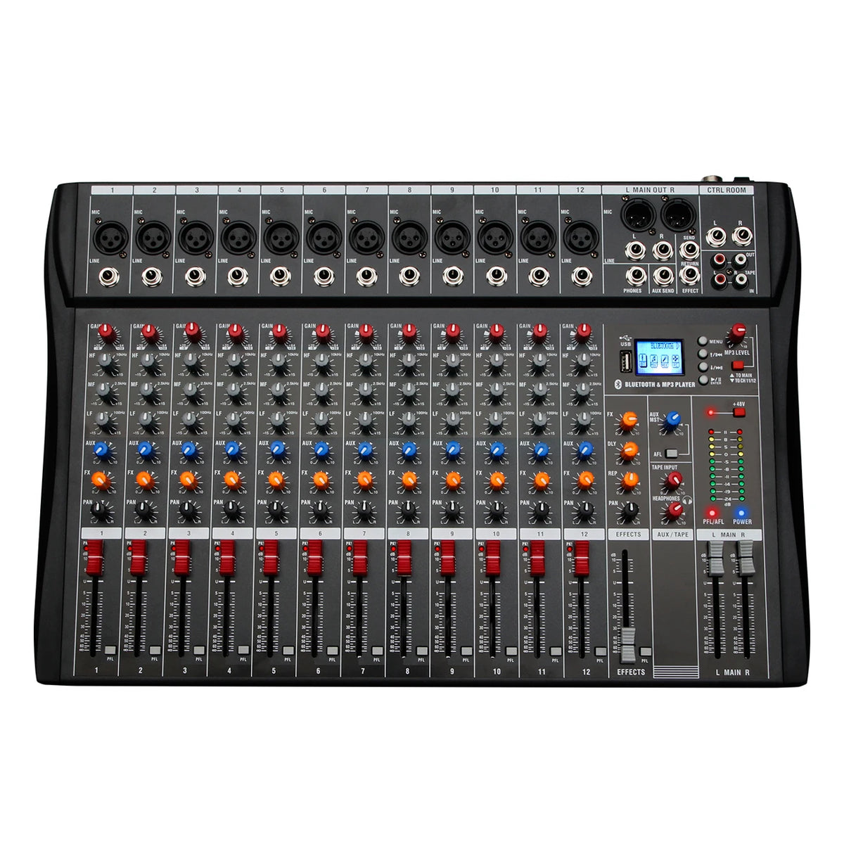 12 Channel Mixing Console With USB Function Suitable For Home DJ Recording Studio Stage Performance Mixer Audio