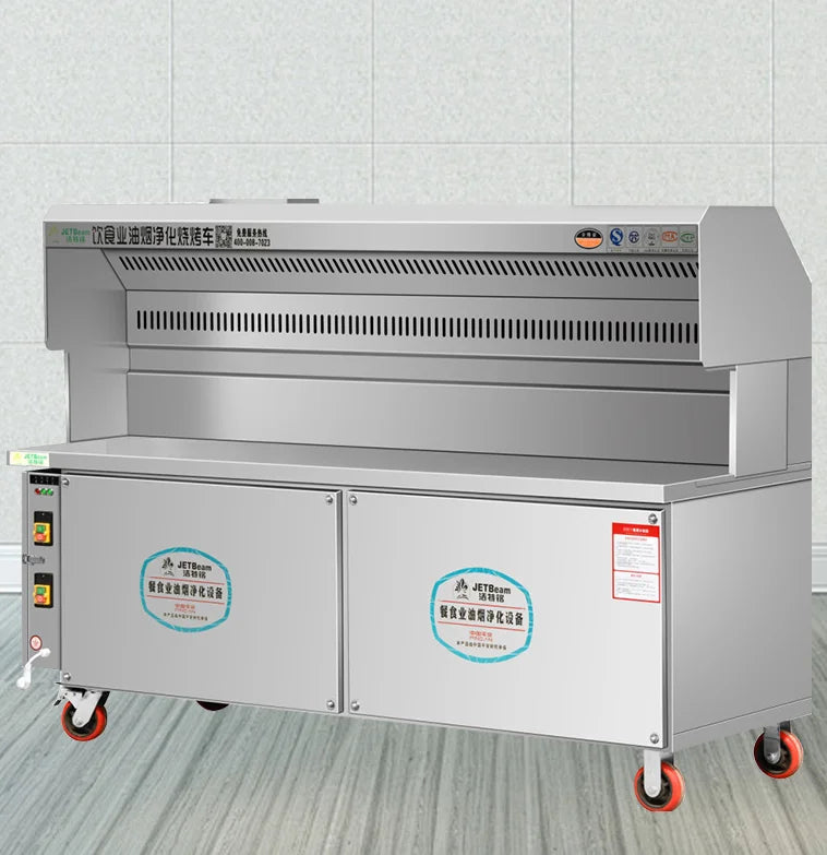 Commercial Stainless Steel Mobile Grill Cart For Hotel Restaurant Supplies
