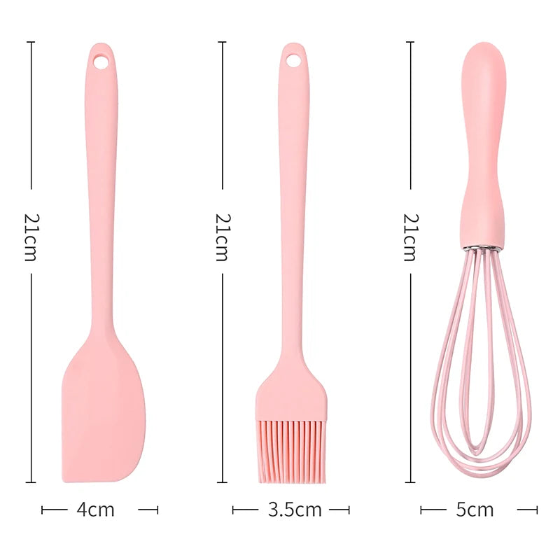 3‑in‑1 Heat‑Resistant Silicone Baking Kit Non‑Stick Kitchen Gadgets Including Spatula Scraper Egg Whisk & BBQ Oil Brush