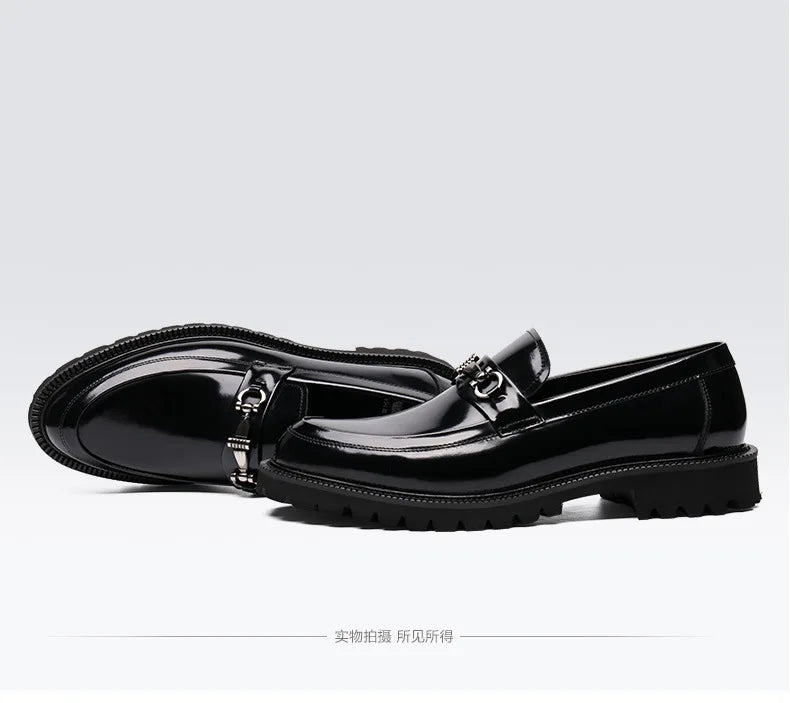 Men's Business Formal Leather Shoes Man Casual Leather Shoes Loafers Casual Business Wedding Shoes for Men Round Toe Slip-On