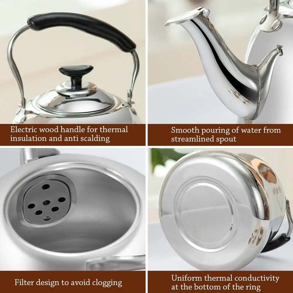 Stainless Steel Whistling Teakettle Large Capacity Fast Heating Base Tea Kettle Thickened Gas Stove Induction Cooker