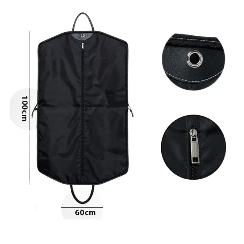 Leather Suit Garment Bag for Travel, Waterproof Dustproof Cover, Lightweight Foldable Business Suit Carrier for Air Travel