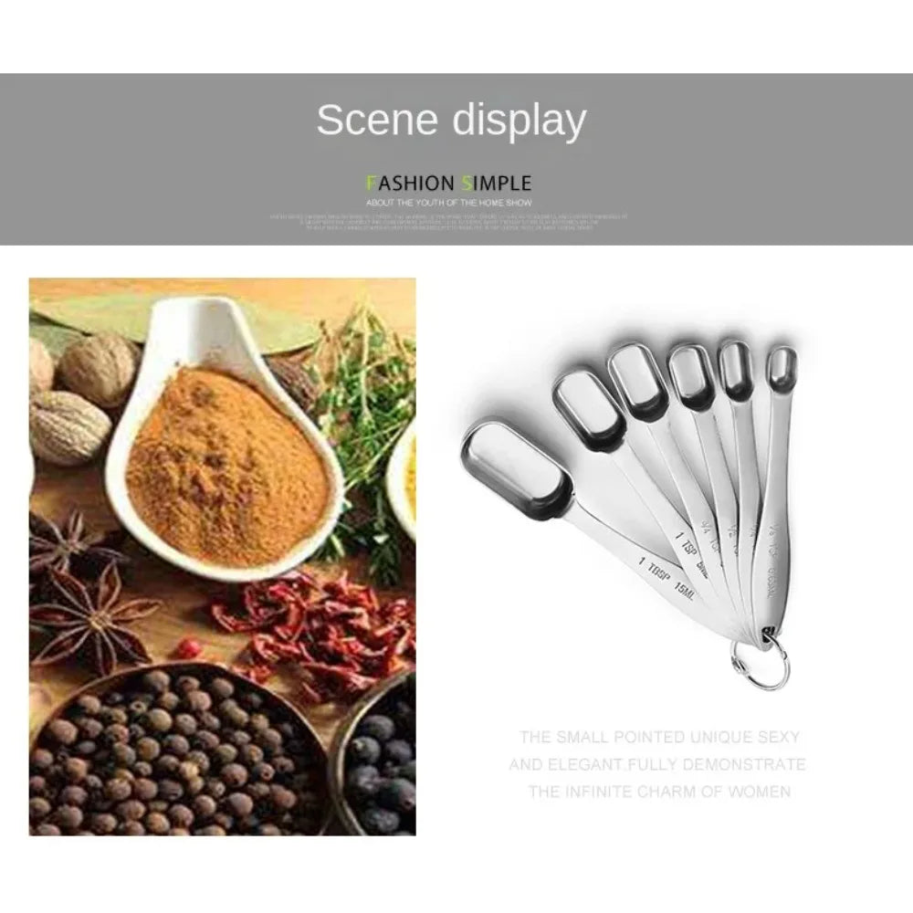Stainless Steel Measuring Spoons Set Graduated Scoop Metric Imperial Scale Kitchen Baking Tools for Cooking Seasoning Coffee