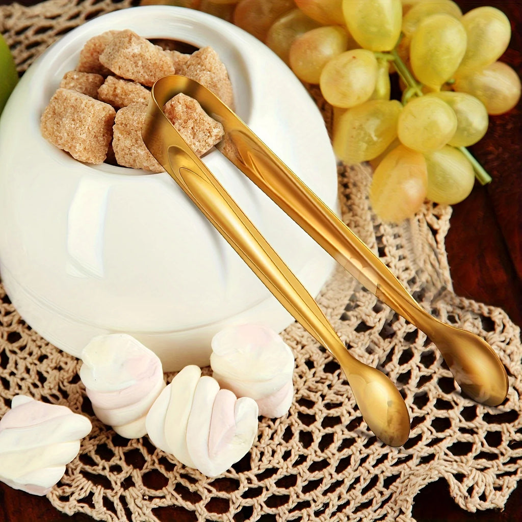 5pcs Golden Mini Serving Tongs - Elegant Stainless Steel Appetizer & Snack Servers for Weddings, Parties, and Charcuterie Trays