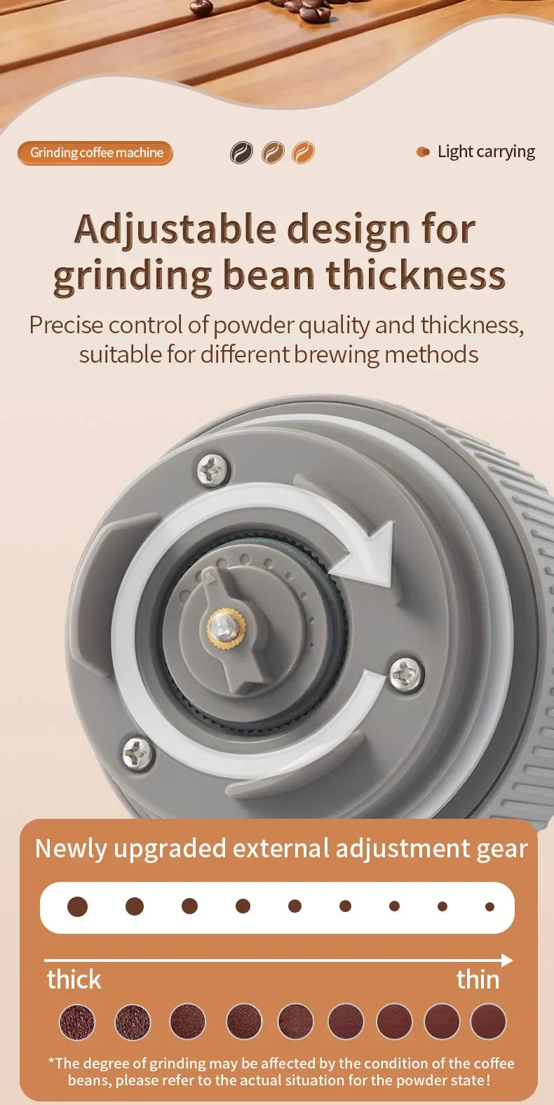 2-in-1 Portable Wireless Outdoor Camping Coffee Machine - Bean Grinding & Hand Brewing Portable Coffee Maker