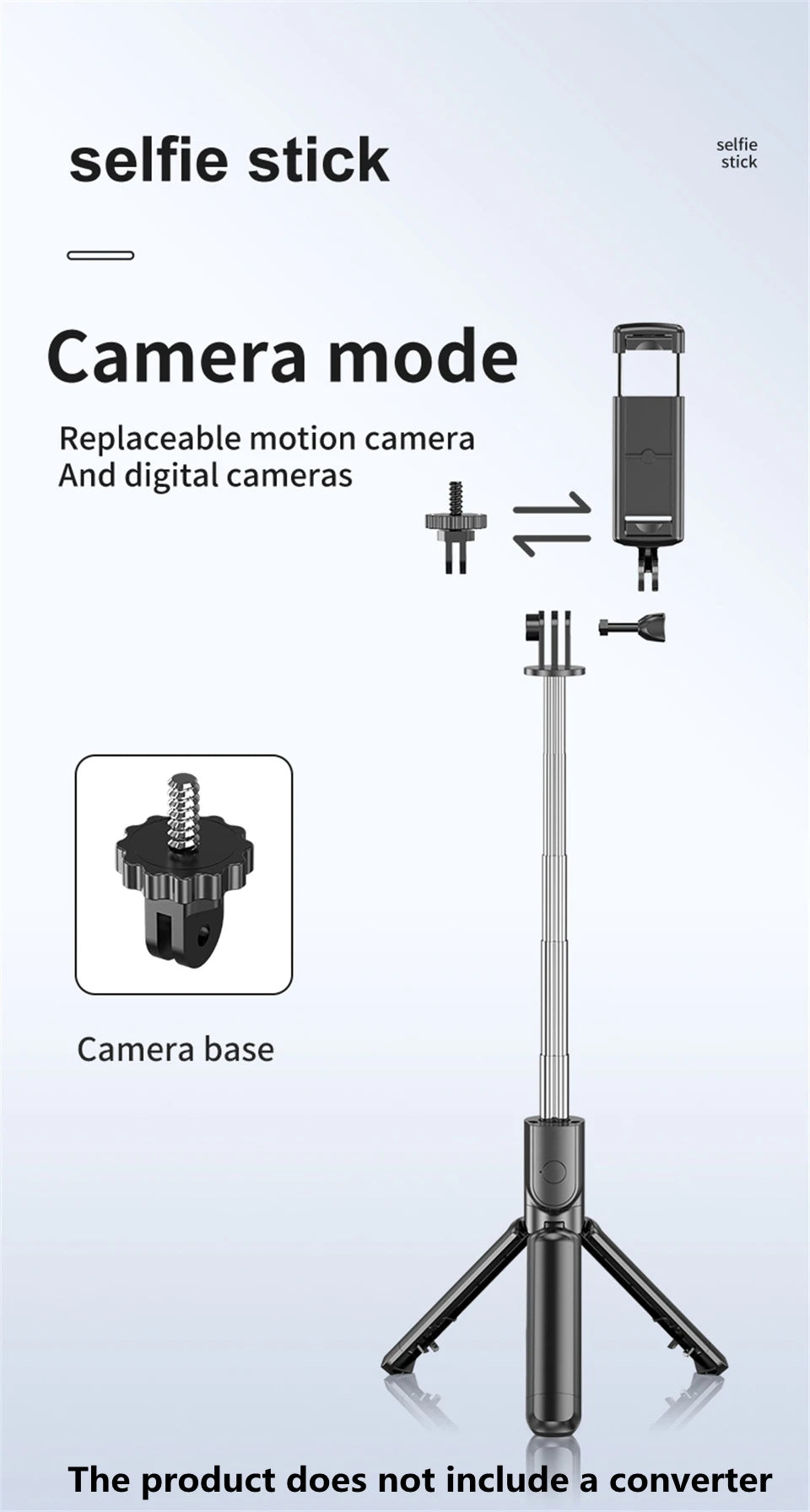 MEUYAG 2025 new Expandable Portable Tripod Selfie Stick With Remote With Detachable BT Wireless Remote Compatible for iPhone