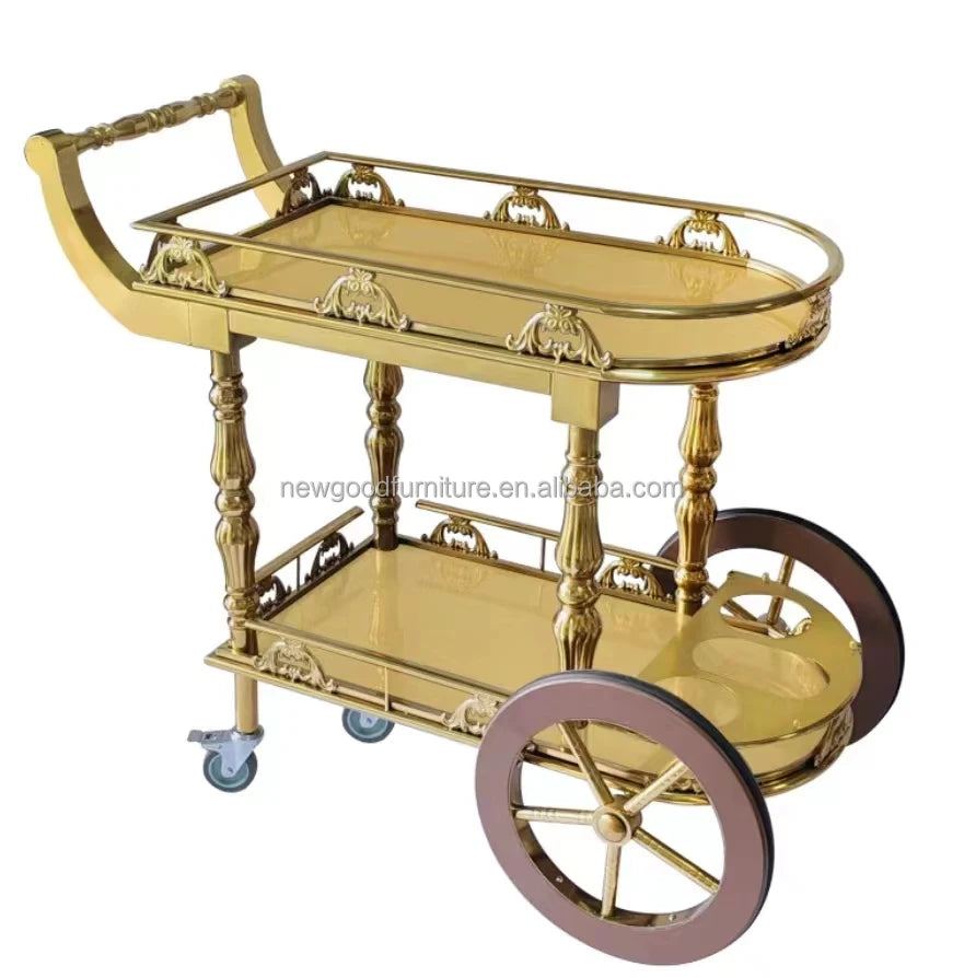 Luxury Modern Restaurant Food Trolley High Quality Commercial Stainless Steel and Iron for Hotel and Dining