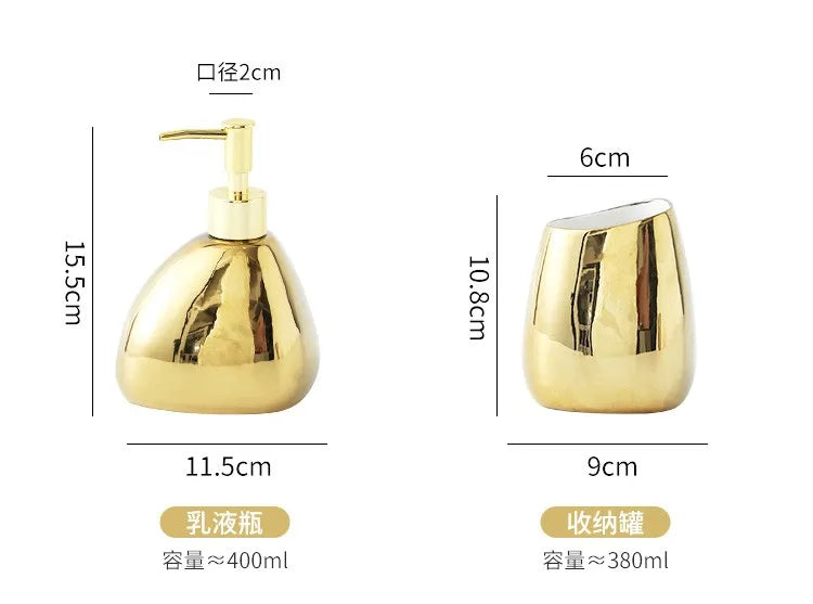 Silver Bathroom Accesssories Set Ceramics Liquid Soap Dispenser Home Decortion China Porcelain Washroom Kit for Soap Box