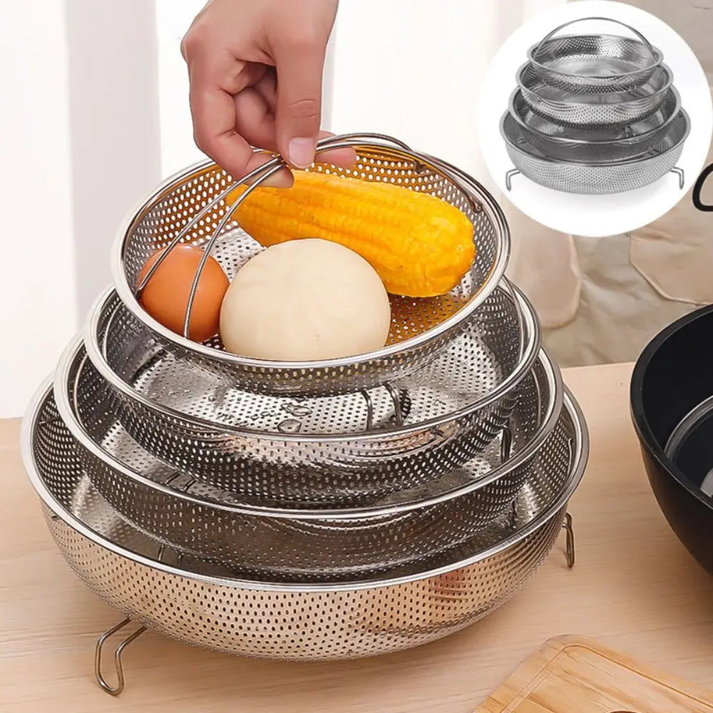 Stainless Steel Steamer Foldable Steam Cooking Utensil Steaming Tray with Handle Steaming Grid Cookware