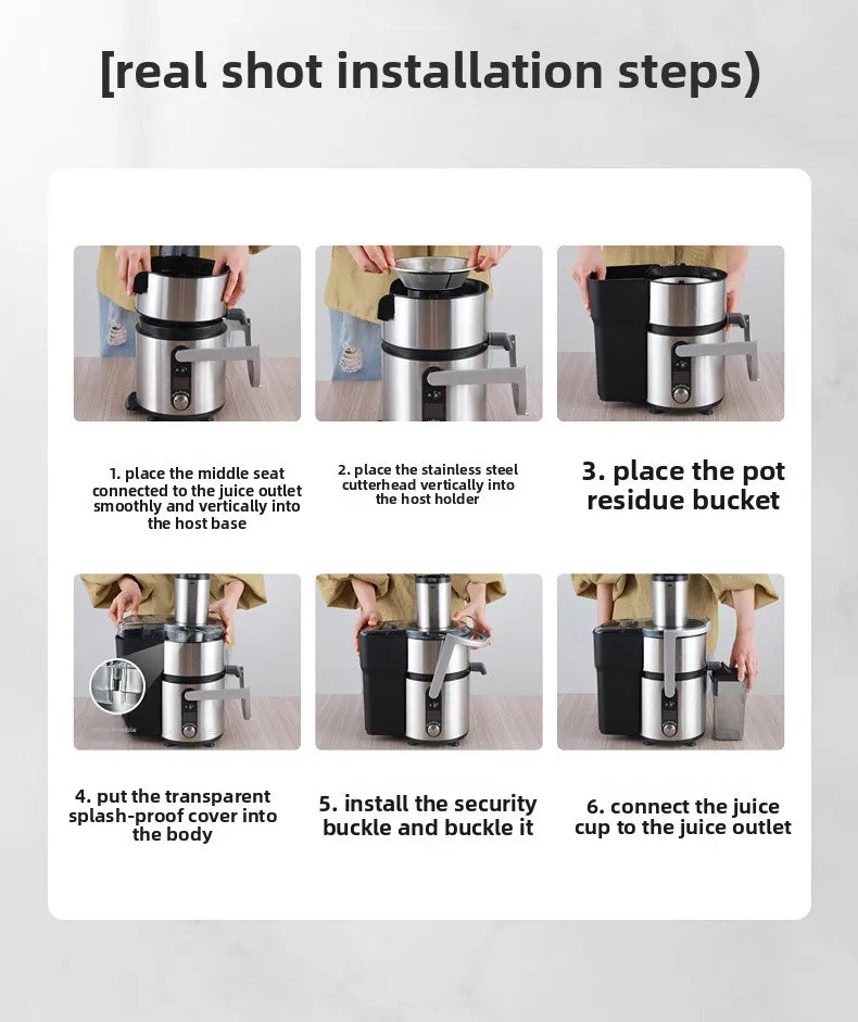 Juicer Machine, 1250W High-Speed Blender for Fruits/Vegetables, BPA-Free 304 Stainless Steel, Easy Clean & Quiet, Household