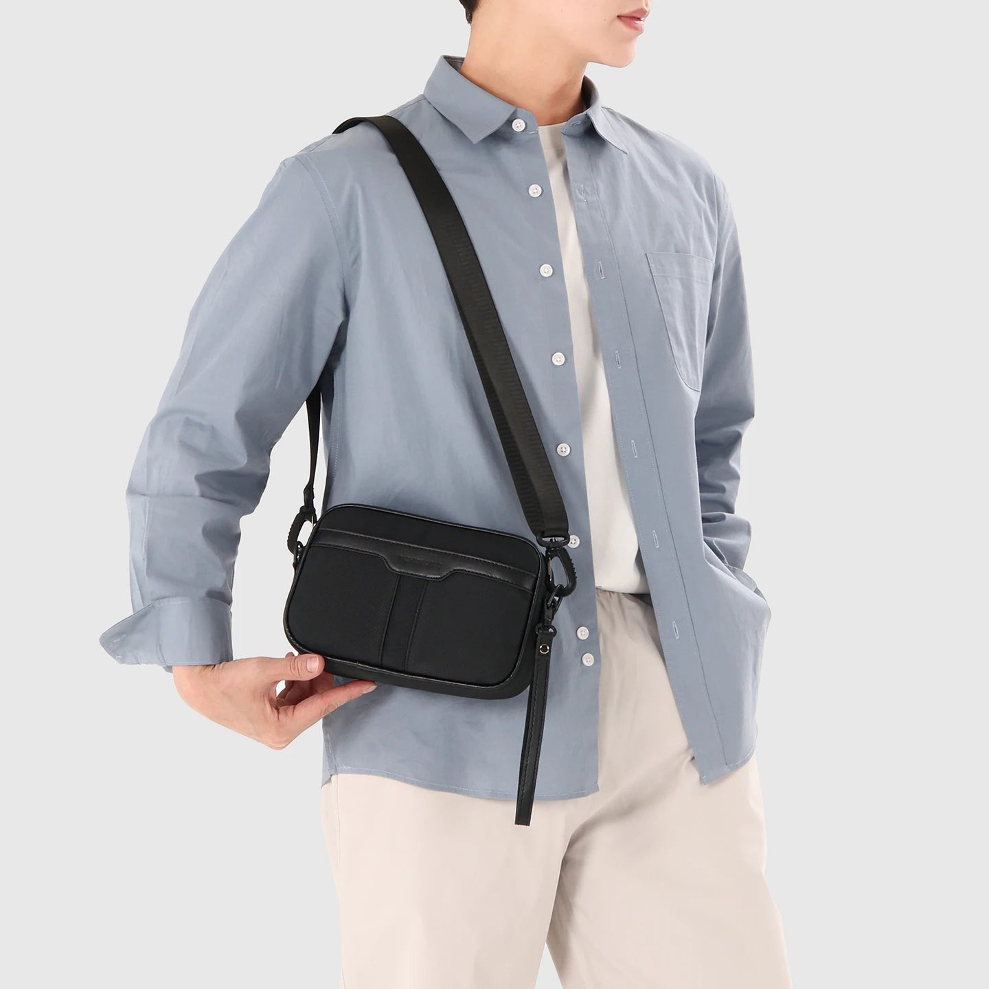 Adjustable Strap Men's Business Bag – Soft PU Leather Crossbody for Commute Travel & Daily Use